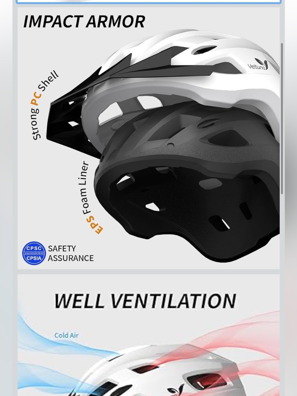 Bike Helmet for Adults, Lightweight Mountain Bicycle Helmet with USB Large 23-24 - Picture 2 of 12